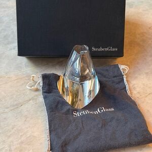 Steuben Infinity Heart Glass Crystal Sculpture